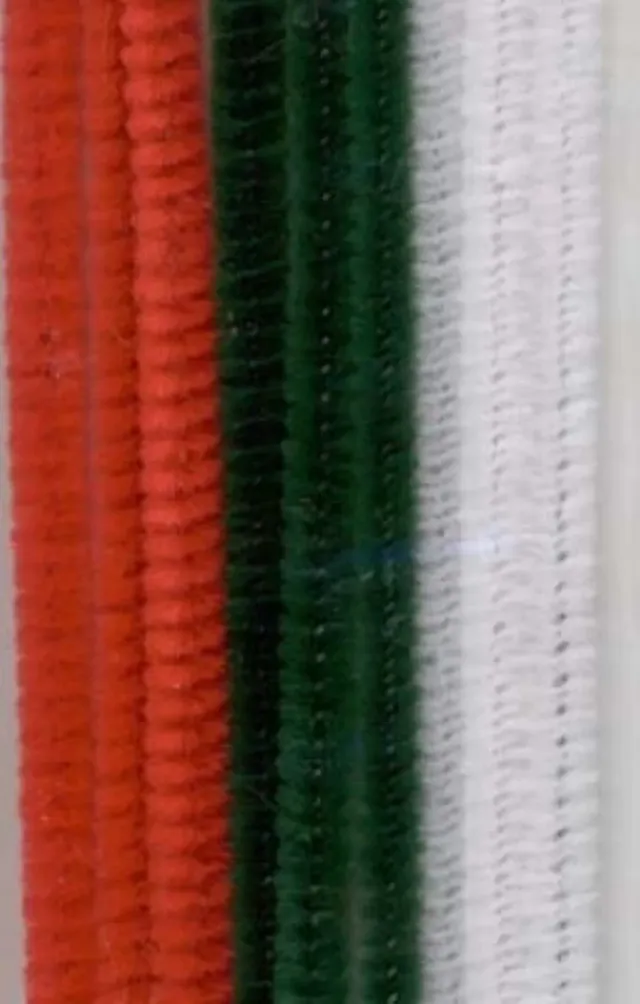 LTC-Leiden chenilledraad 6 mm 9 stuks kerst rood groen wit