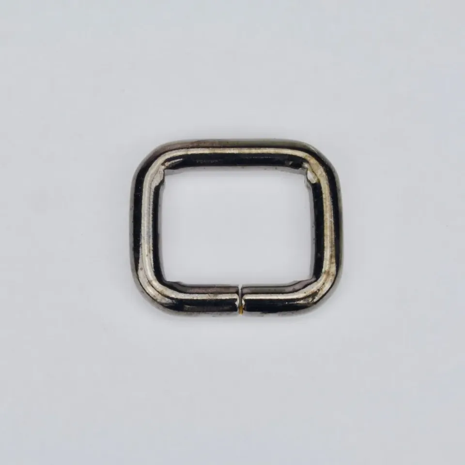Leather House Rechthoekige Ring zwart 25 mm metaal