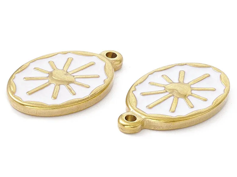 La Petite Epicerie Soleil witte hanger 23 mm rvs emaille