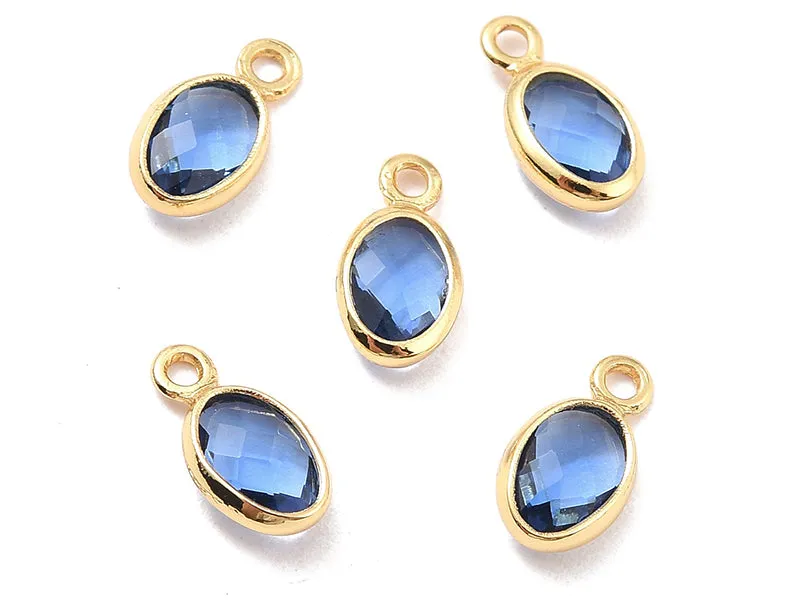 La Petite Epicerie ovale hanger 9 mm blauw goud per stuk