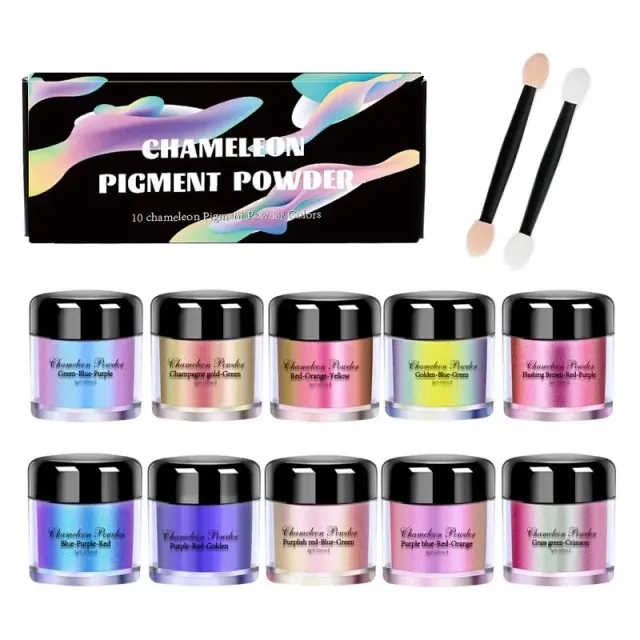 Bijounique Kameleon mica poeder box 10 potjes metallic