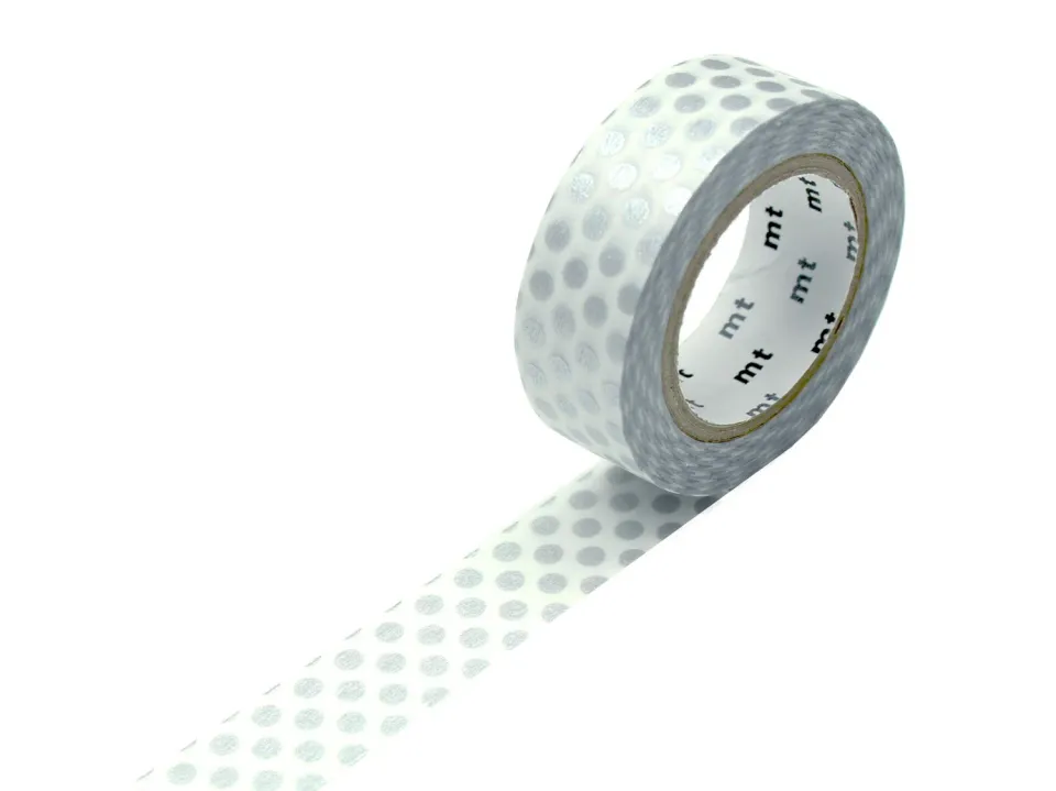 mt Kamoi washi tape zilveren stippen 7 m x 15 mm