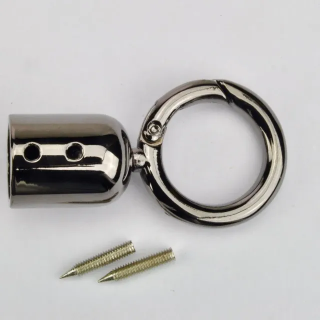 Leather House kwastoog veerring sluiting black 15 mm gunmetal