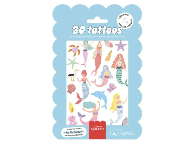 La Petite Epicerie plaktattoos zeemeermin holografisch 30 stuks