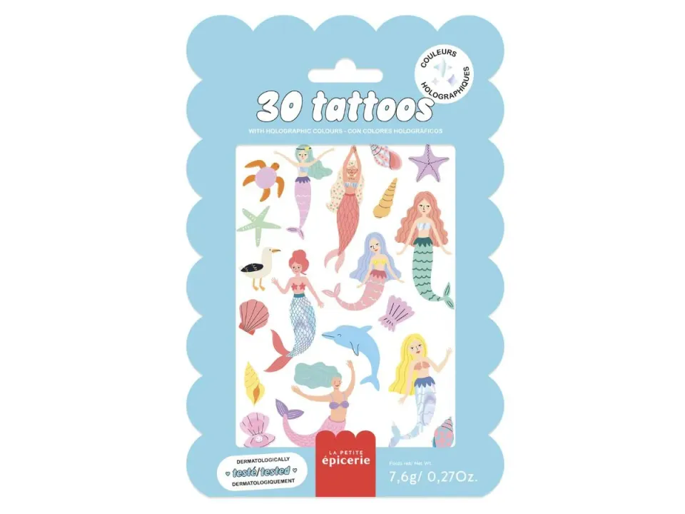 La Petite Epicerie plaktattoos zeemeermin holografisch 30 stuks