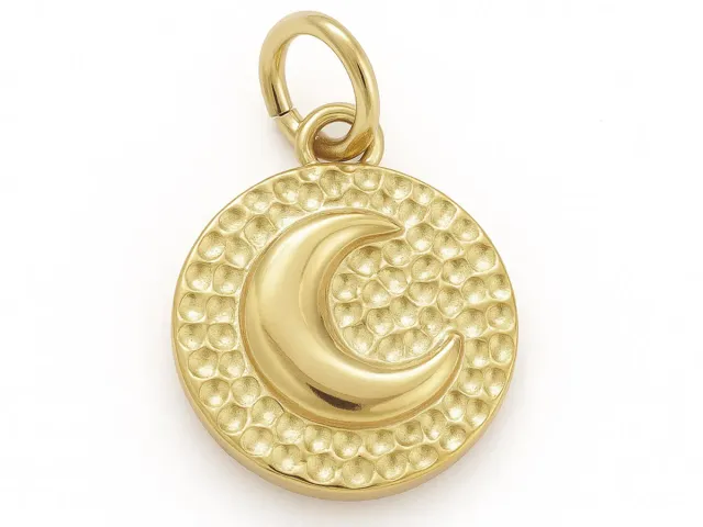 La Petite Epicerie bedel maan rond goud 14,5 mm RVS 316