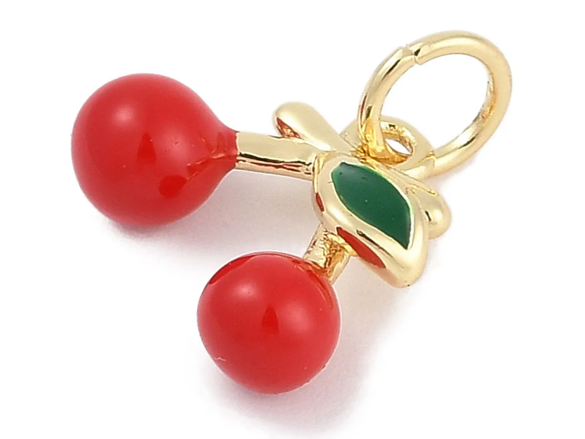 La Petite Epicerie kersen bedel rood emaille verguld