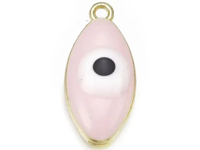 La Petite Epicerie Oog Ovale hanger lichtroze emaille 23 mm