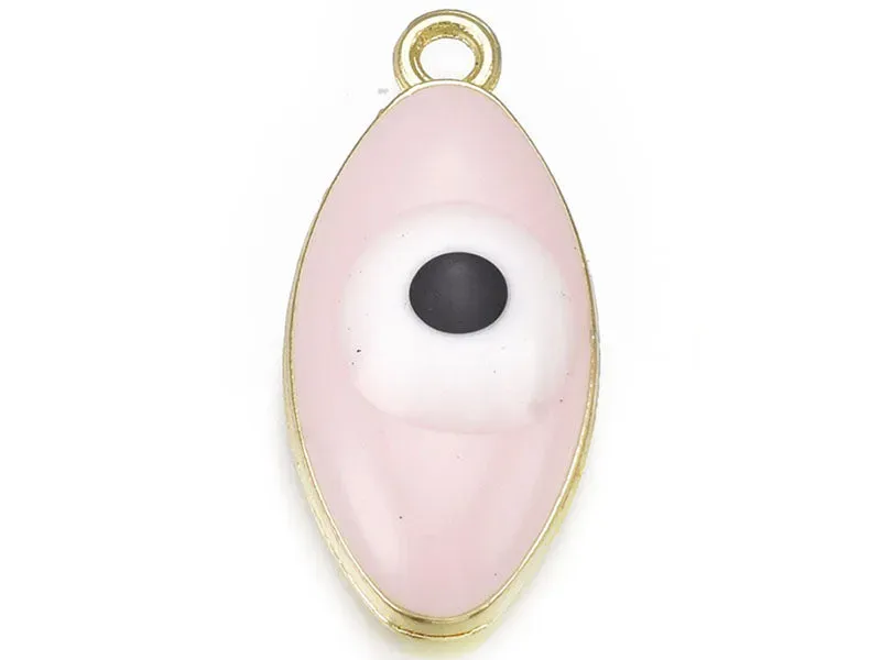 La Petite Epicerie Oog Ovale hanger lichtroze emaille 23 mm