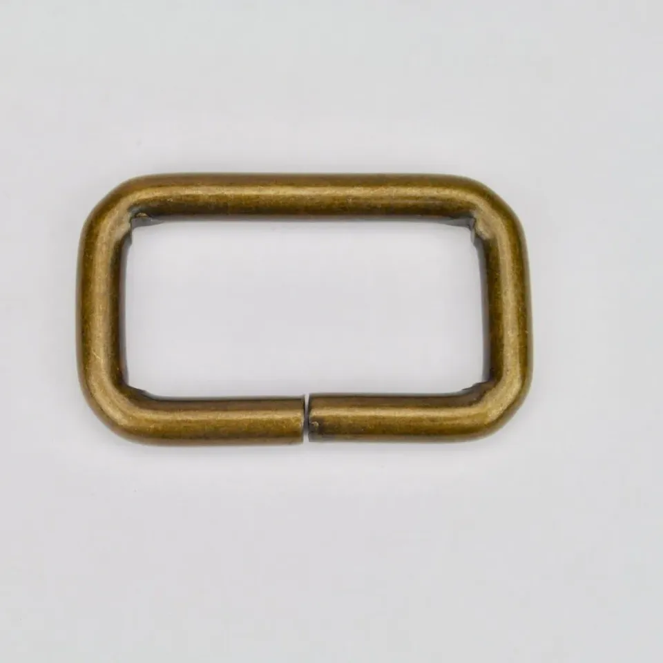 Leather House Rechthoekige Ring Brass 40 mm old gold