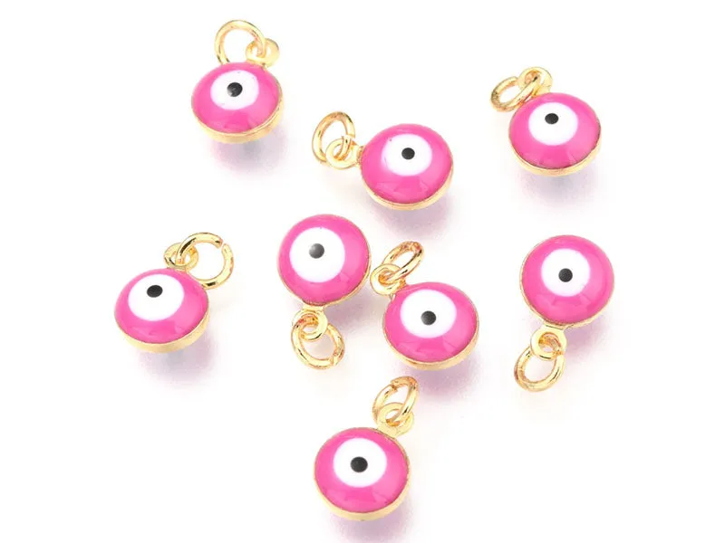 La Petite Epicerie oog bedel roze emaille 9,5 mm goud