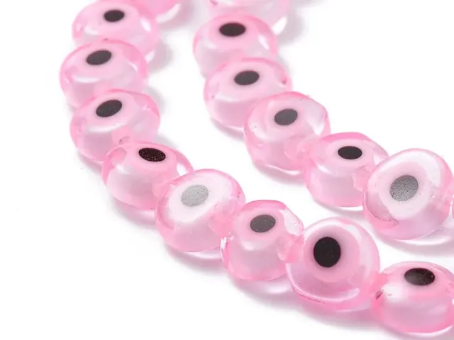La Petite Epicerie oog glaskralen roze 6 x 3 mm 20 stuks