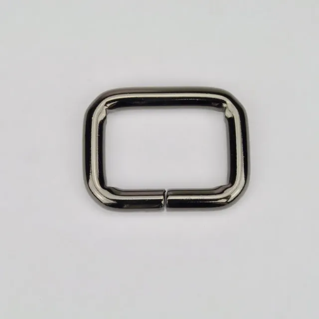 Leather House Rechthoekige ring 30mm gunmetal zwart