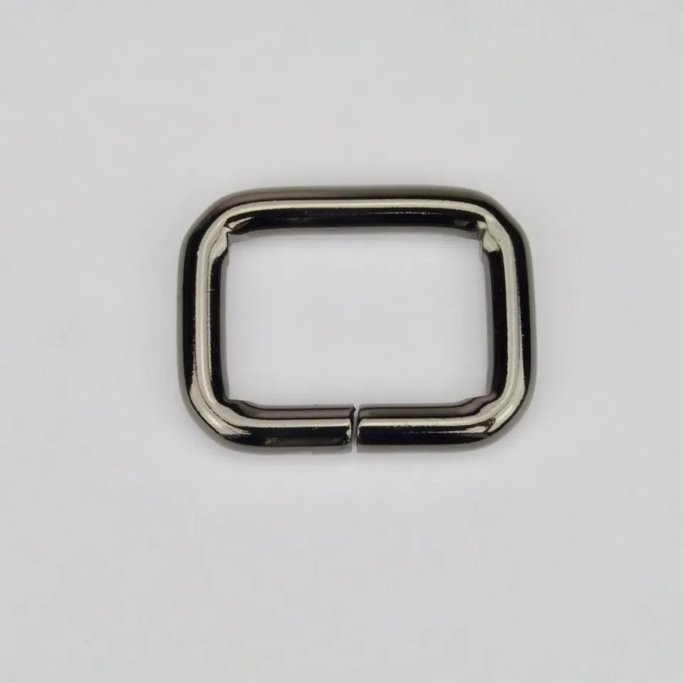 Leather House Rechthoekige ring 30mm gunmetal zwart