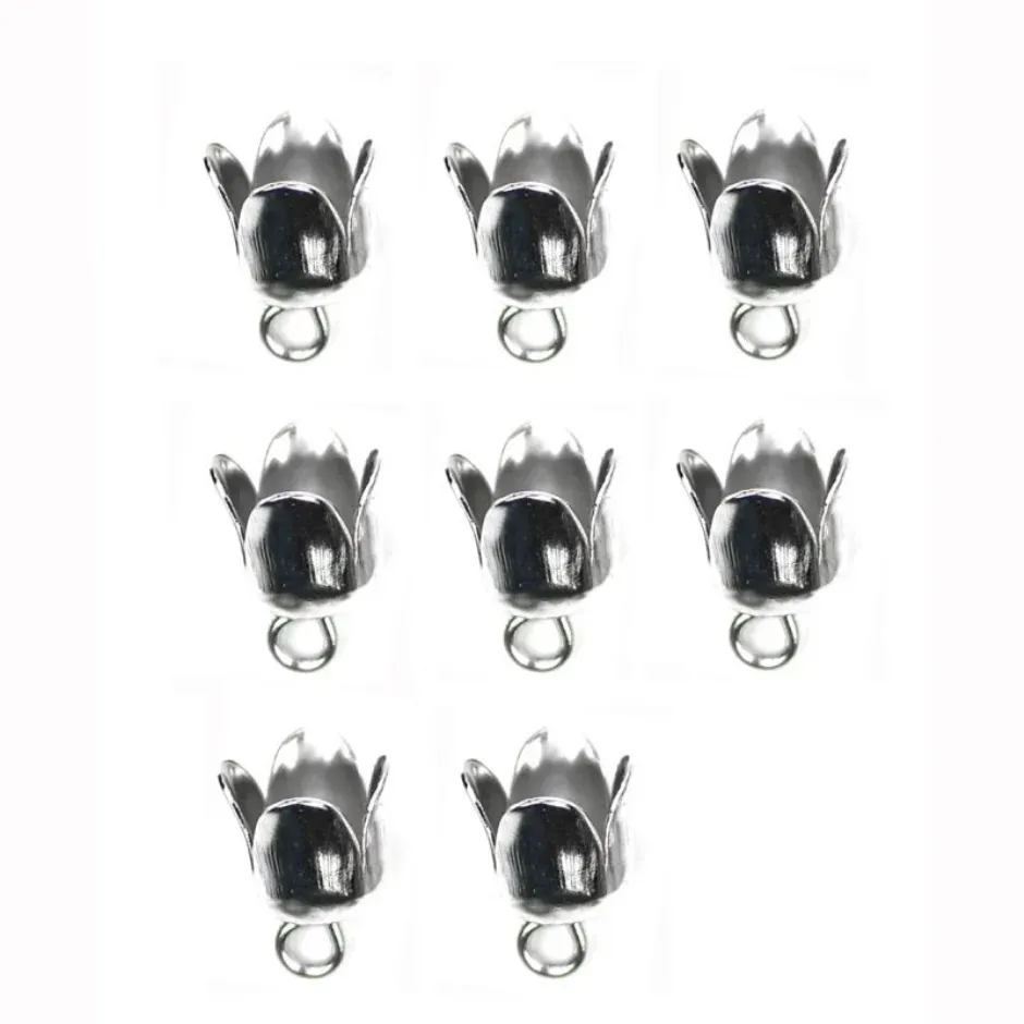 LTC-Leiden Kumihimo eindkapjes platinum 6 mm 8 stuks