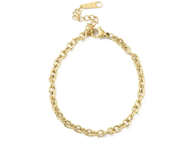 La Petite Epicerie armband kabelketting 16,5 cm goud rvs