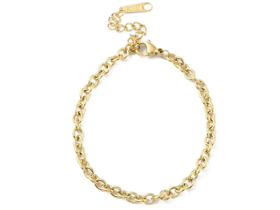 La Petite Epicerie armband kabelketting 16,5 cm goud rvs