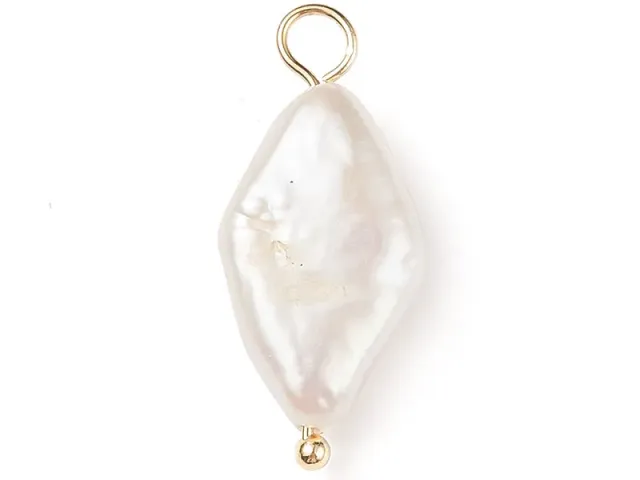 La Petite Epicerie hanger ruit zoetwaterparel goud 23x10mm