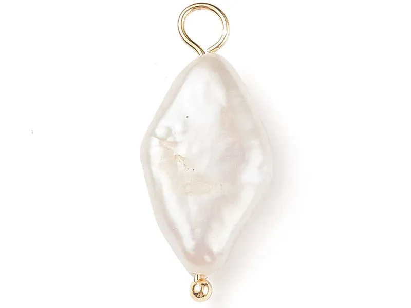 La Petite Epicerie hanger ruit zoetwaterparel goud 23x10mm