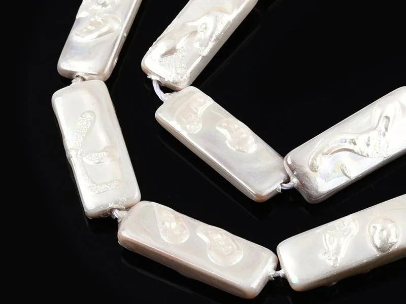 La Petite Epicerie rectangle zoetwaterparel 18x7 mm wit per stuk