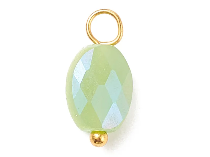 La Petite Epicerie hangers glas groen facet rond 13 mm 10 stuks