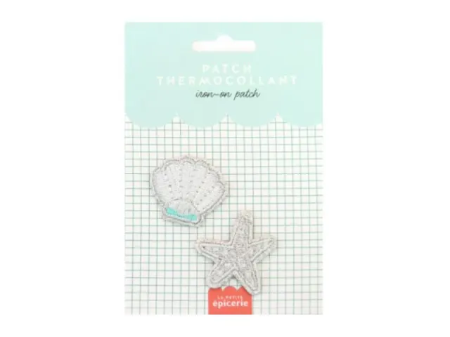 La Petite Epicerie Coquillage strijkpatch schelp en zeester textiel