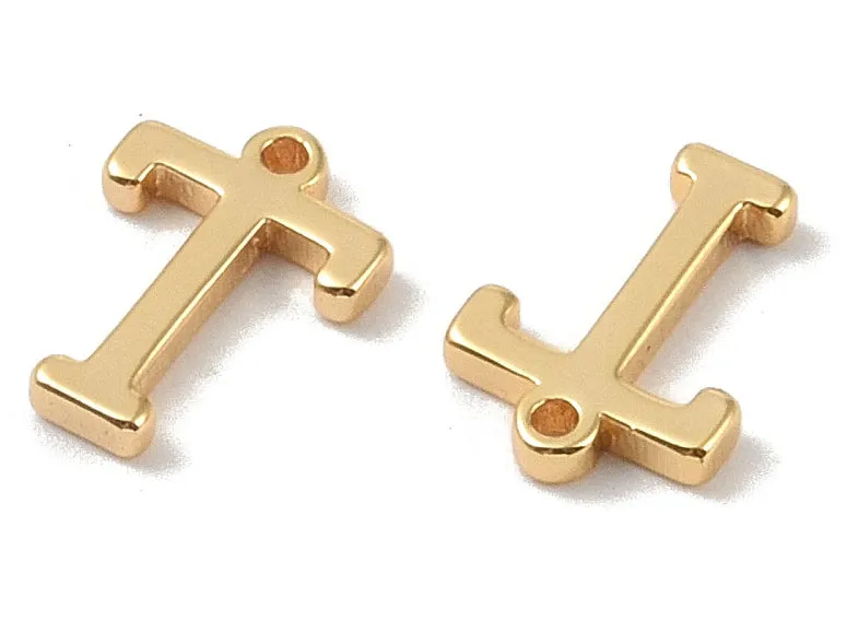 La Petite Epicerie letter T bedel messing 18k goud 10mm