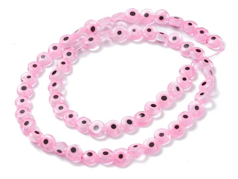 La Petite Epicerie oog glaskralen roze 6 x 3 mm 20 stuks