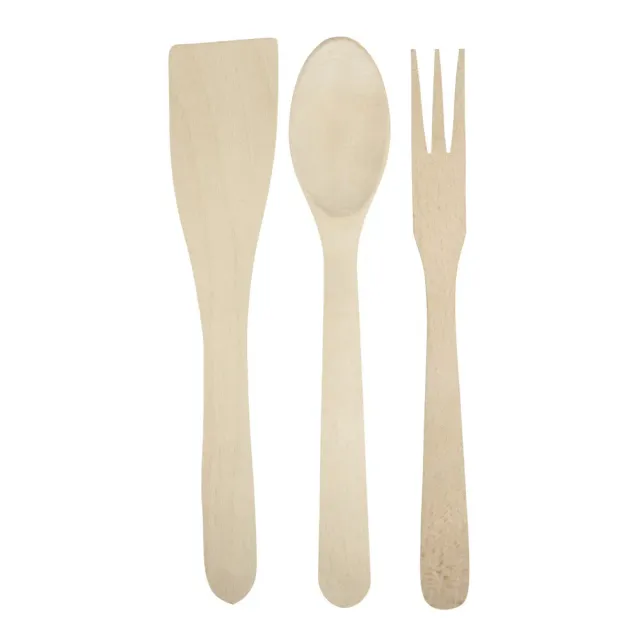 Bijounique Bestekset 3-delig houten bestekset 30 cm FSC