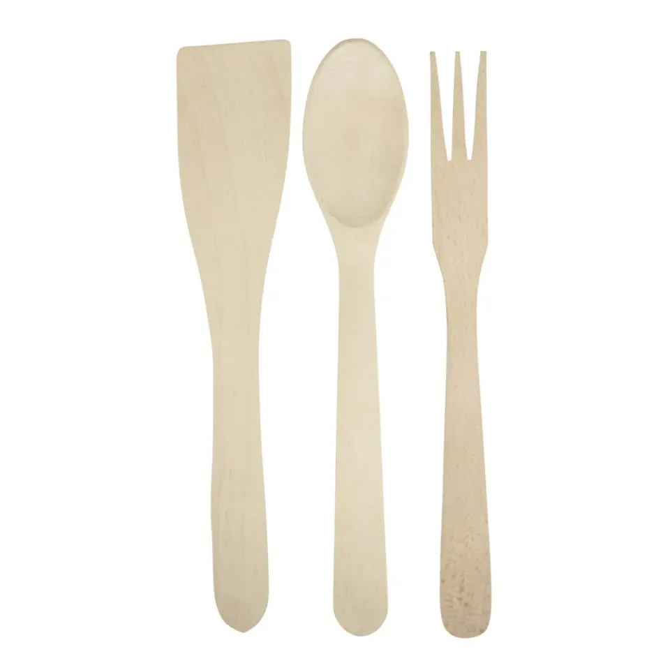 Bijounique Bestekset 3-delig houten bestekset 30 cm FSC