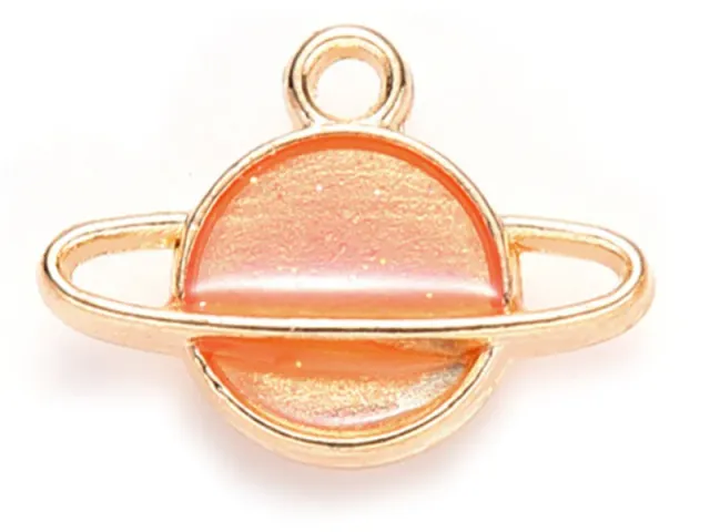 La Petite Epicerie bedel planeet emaille oranje-goud 12 mm