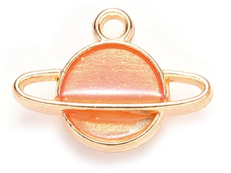La Petite Epicerie bedel planeet emaille oranje-goud 12 mm