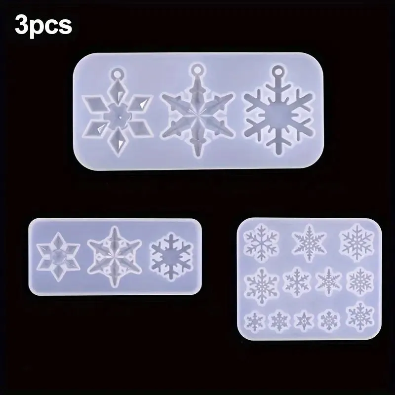 Bijounique Sneeuwvlokken Set 3 Gietmal Siliconen Kerst