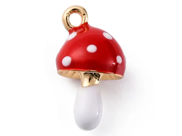 La Petite Epicerie bedel paddenstoel rood-goud 14,5mm