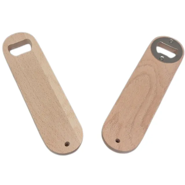 Astrid Brouwers flessenopener plat beukenhout 17 cm