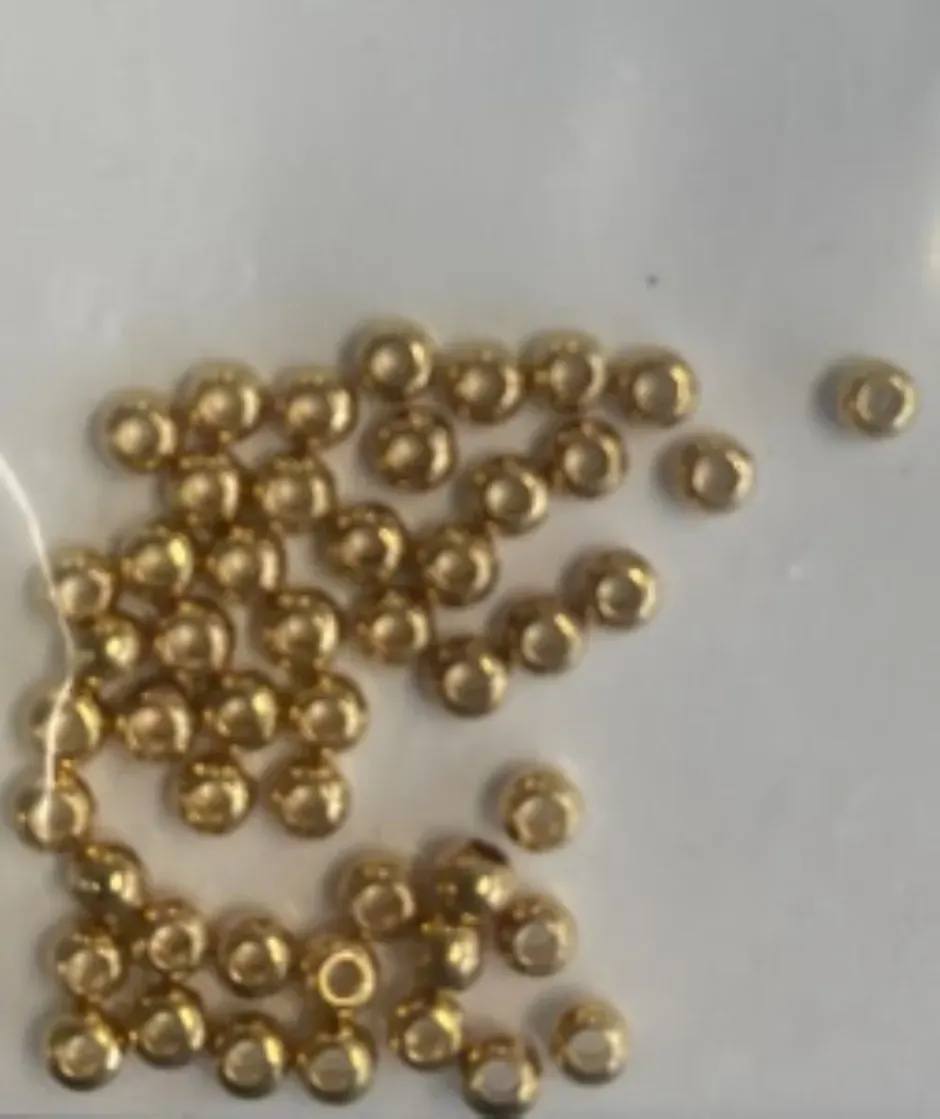 LTC-Leiden goudkleurige kraaltjes rond 2,5 mm 50 stuks