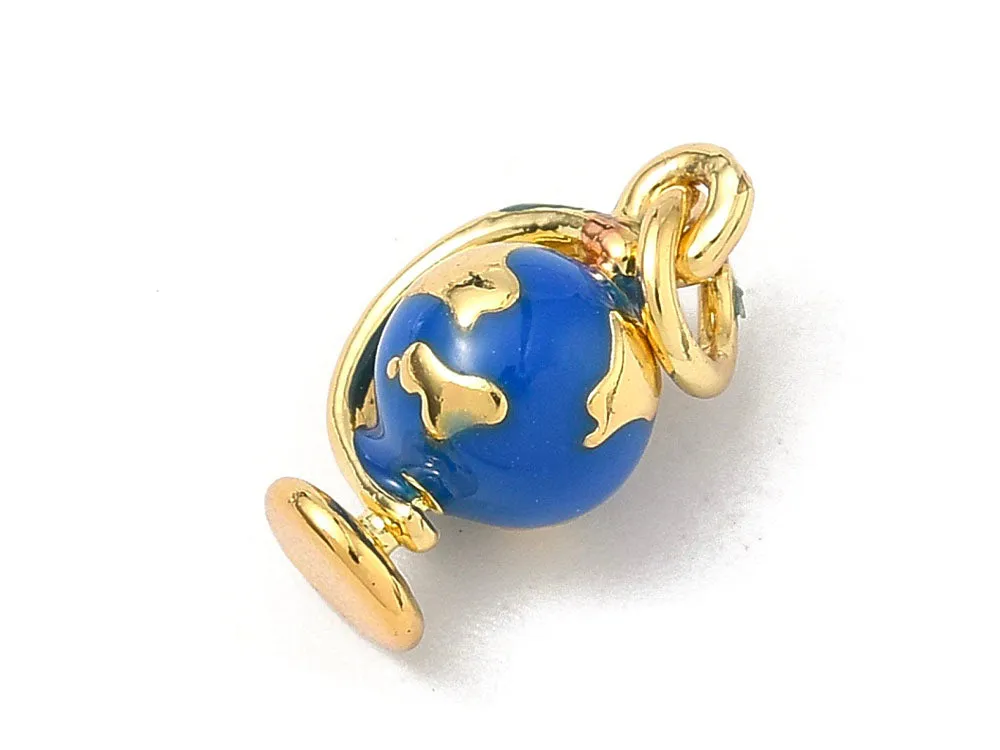 La Petite Epicerie Wereldbol Bedel Blauw Goud Emaille