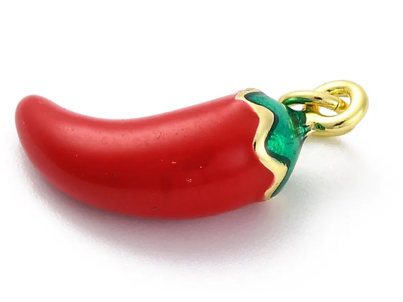 La Petite Epicerie piment bedel rood emaille 18K goud