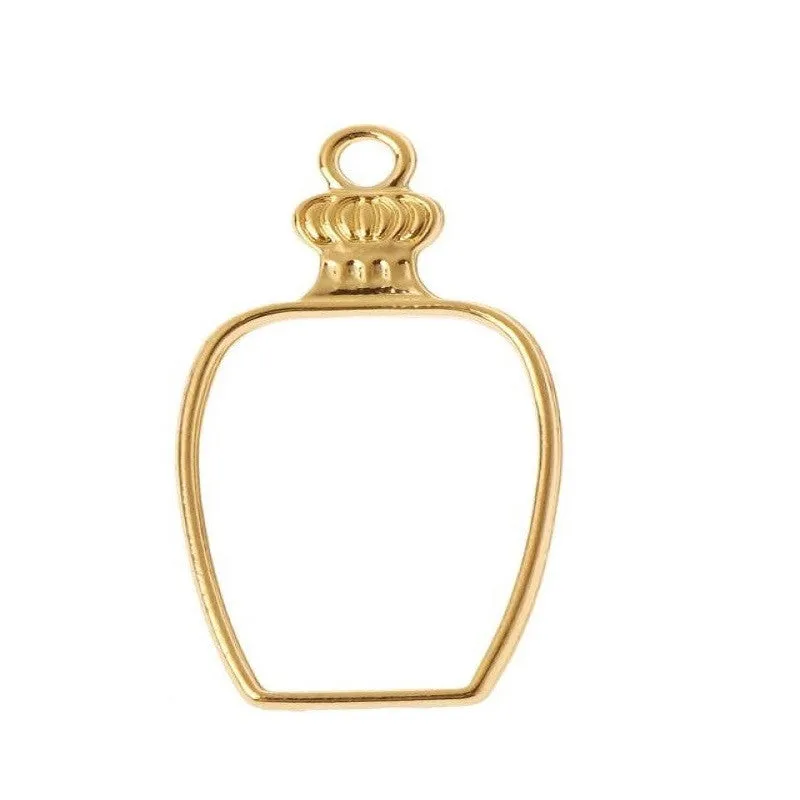 Bijounique Hanger Fles Goud 27x41 mm bedel
