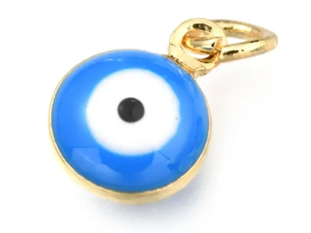 La Petite Epicerie Oog Blauw bedel emaille 9,5 mm goud