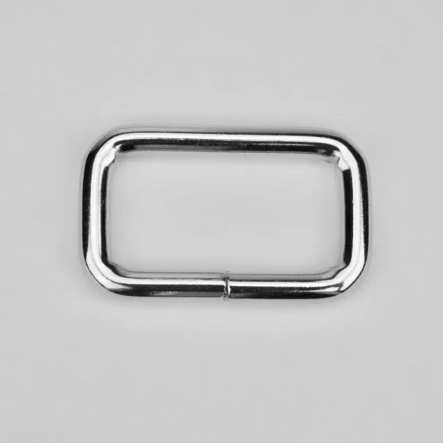 Leather House Rechthoekige Ring Silver 40 mm tassenring