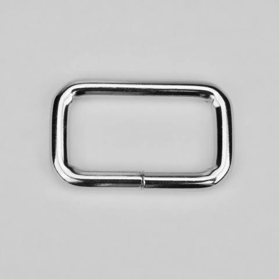 Leather House Rechthoekige Ring Silver 40 mm tassenring