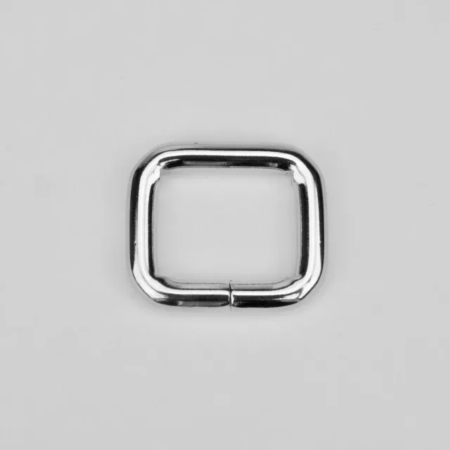 Leather House rechthoekige ring tassenring 25 mm zilver nikkel