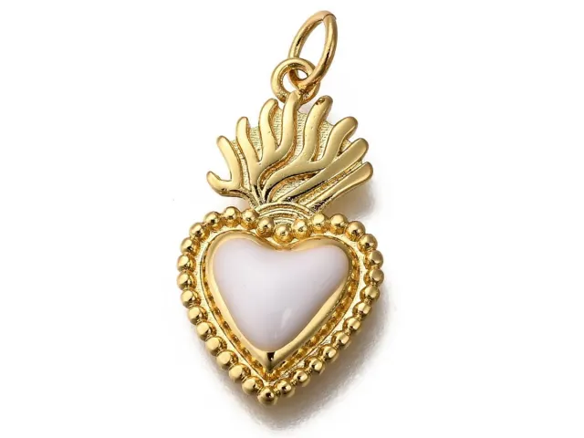 La Petite Epicerie Bedel Hart Wit Emaille Verguld per stuk