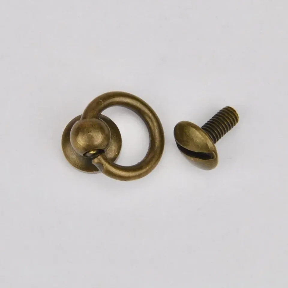 Leather House Handvatbevestiger Brass 8 mm goud leer