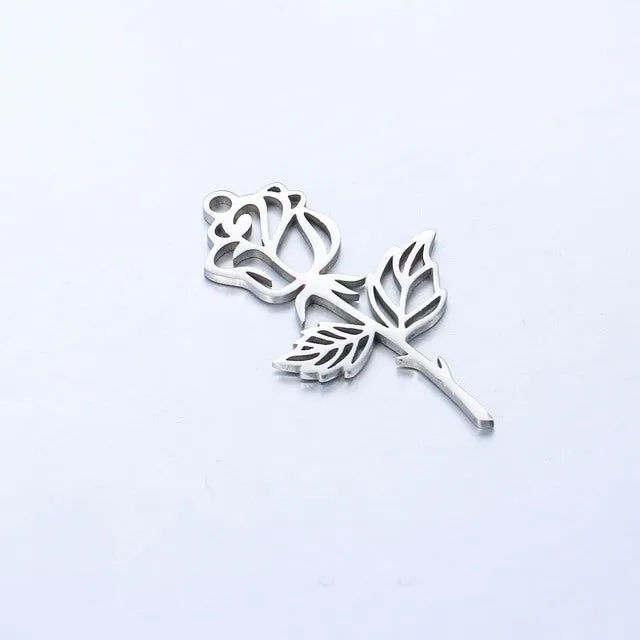 Bijounique Hanger Roos Bedel per stuk 12x20 mm goud zilver
