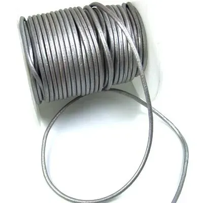Bijounique Leerveter metallic rond 2 mm leer per meter