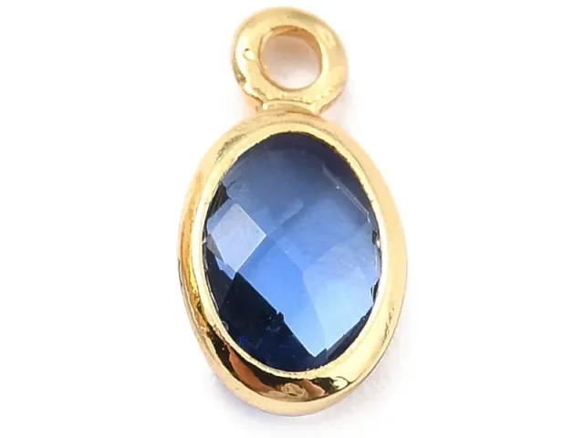 La Petite Epicerie ovale hanger 9 mm blauw goud per stuk