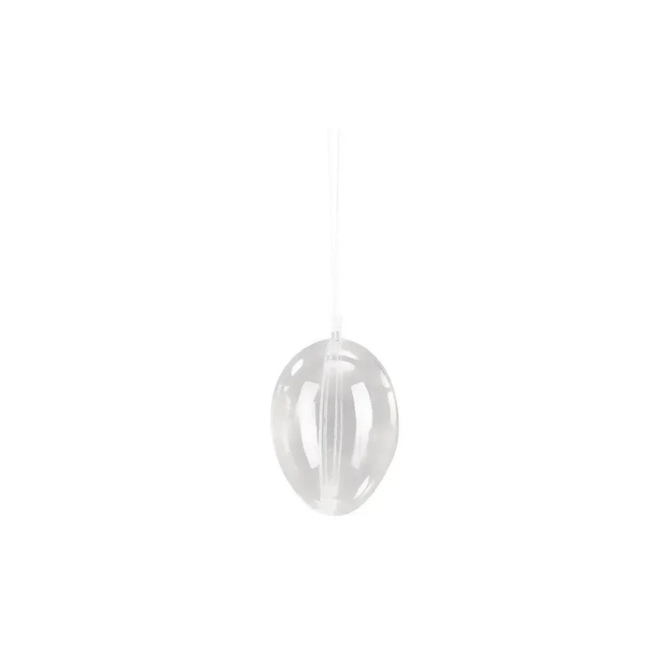 Bijounique plastic ei 8 cm kristal 2-delig per stuk