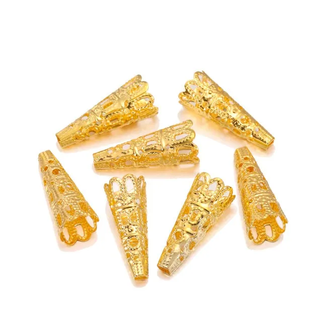 Bijounique Kralenkap Puntig 7x23 mm Kralenkapjes 10 stuks goud